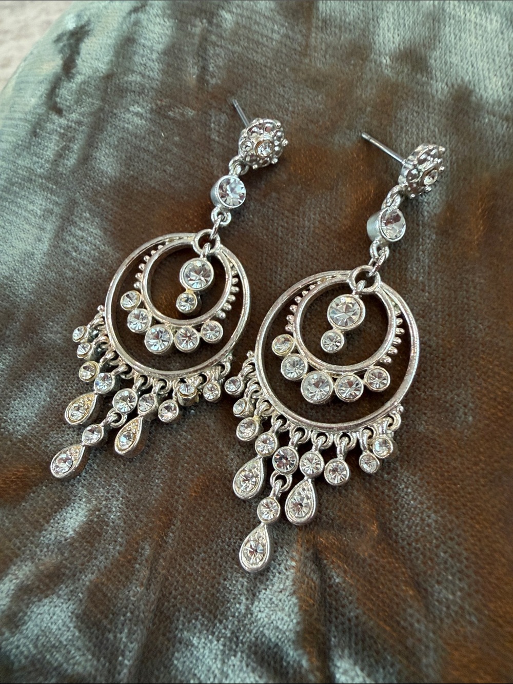 Silver Crystal Chandelier Drop Earrings — Sparkling Dangle Style